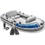 Intex Excursion 4 Person Inflatable Fishing Boat Set with 2 Oars (For Parts)