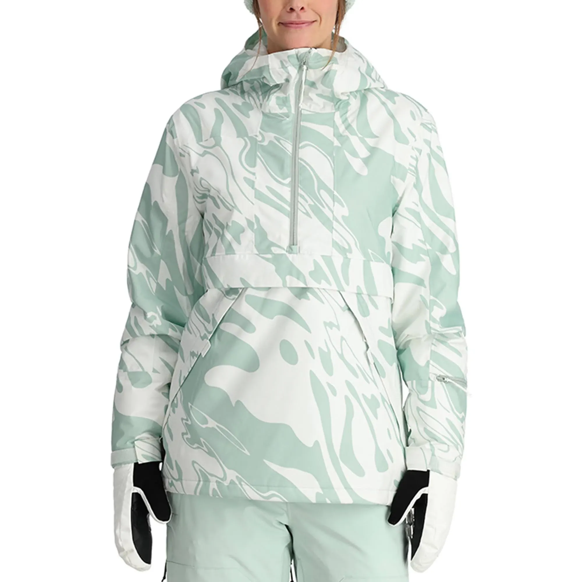 Spyder All Out Insulated Ski Jacket, White Combo, Womens, Size XL