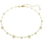 Swarovski Imber Necklace, Round Cut, Scattered Design, White, Gold-Tone Plated