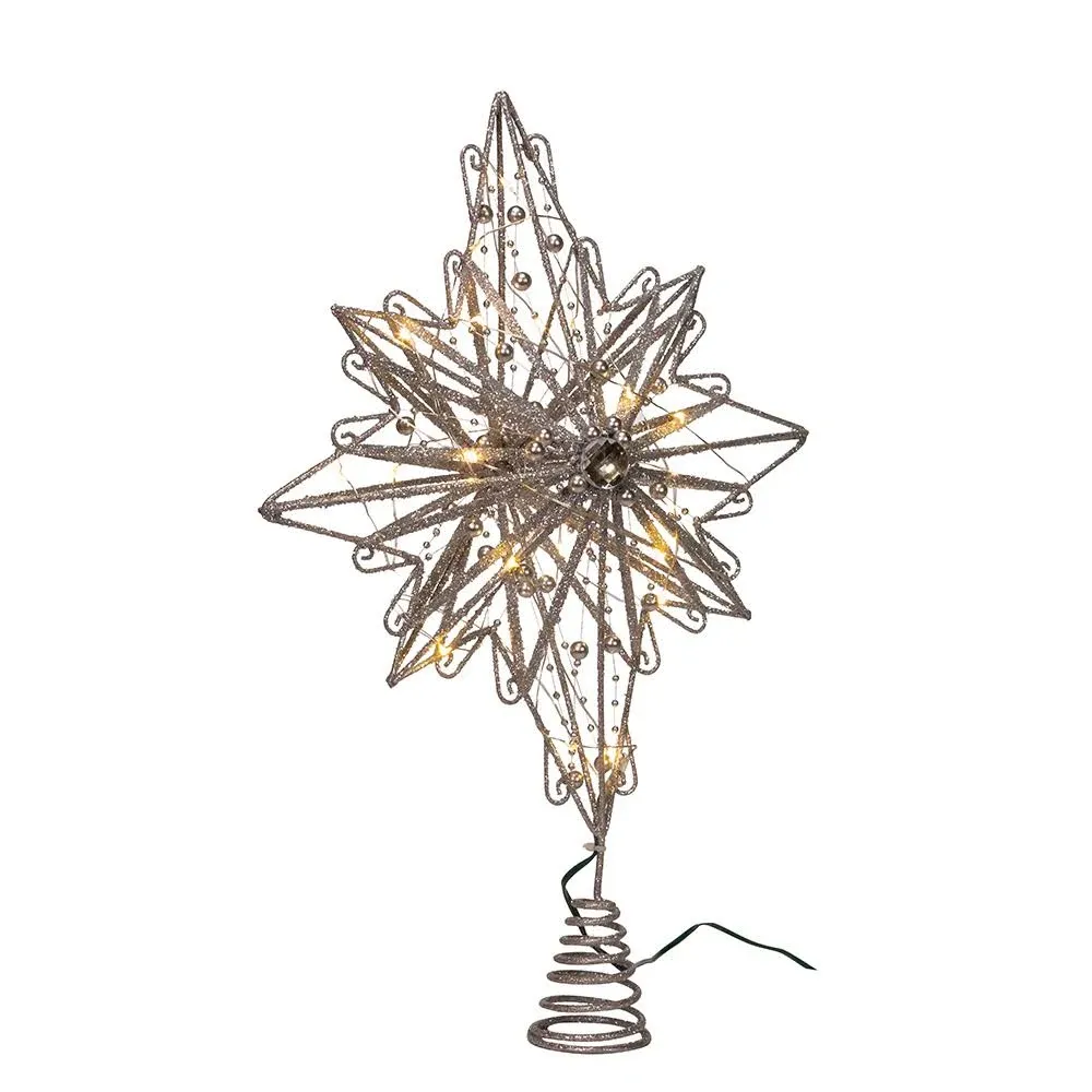 Kurt S. Adler Kurt Adler 15.5-Inch 30 Fairy Light Silver Star Treetop Tree Topper, Multi