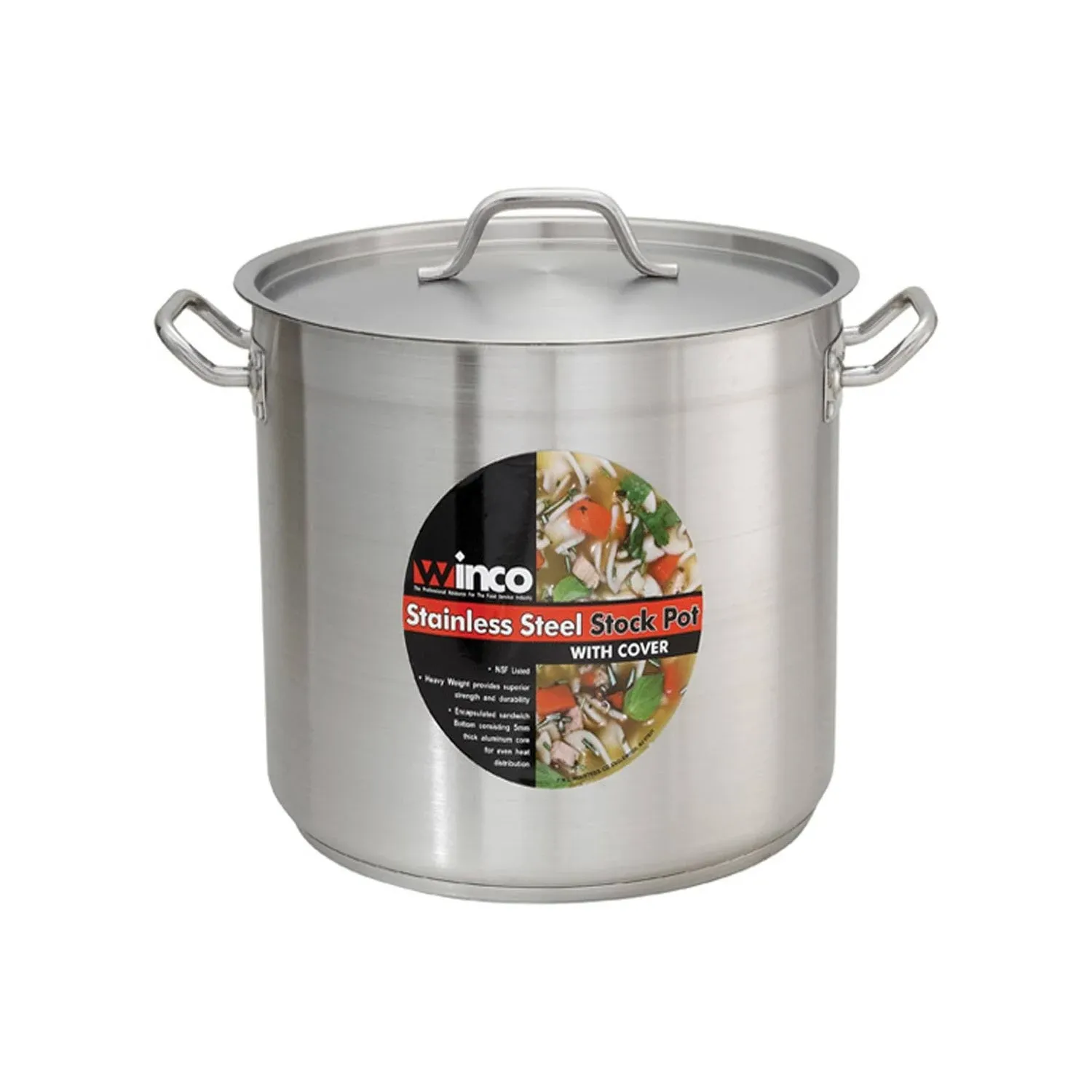 AmazonCommercial 10 qt. Stainless Steel Aluminum-Clad Stock Pot with Cover