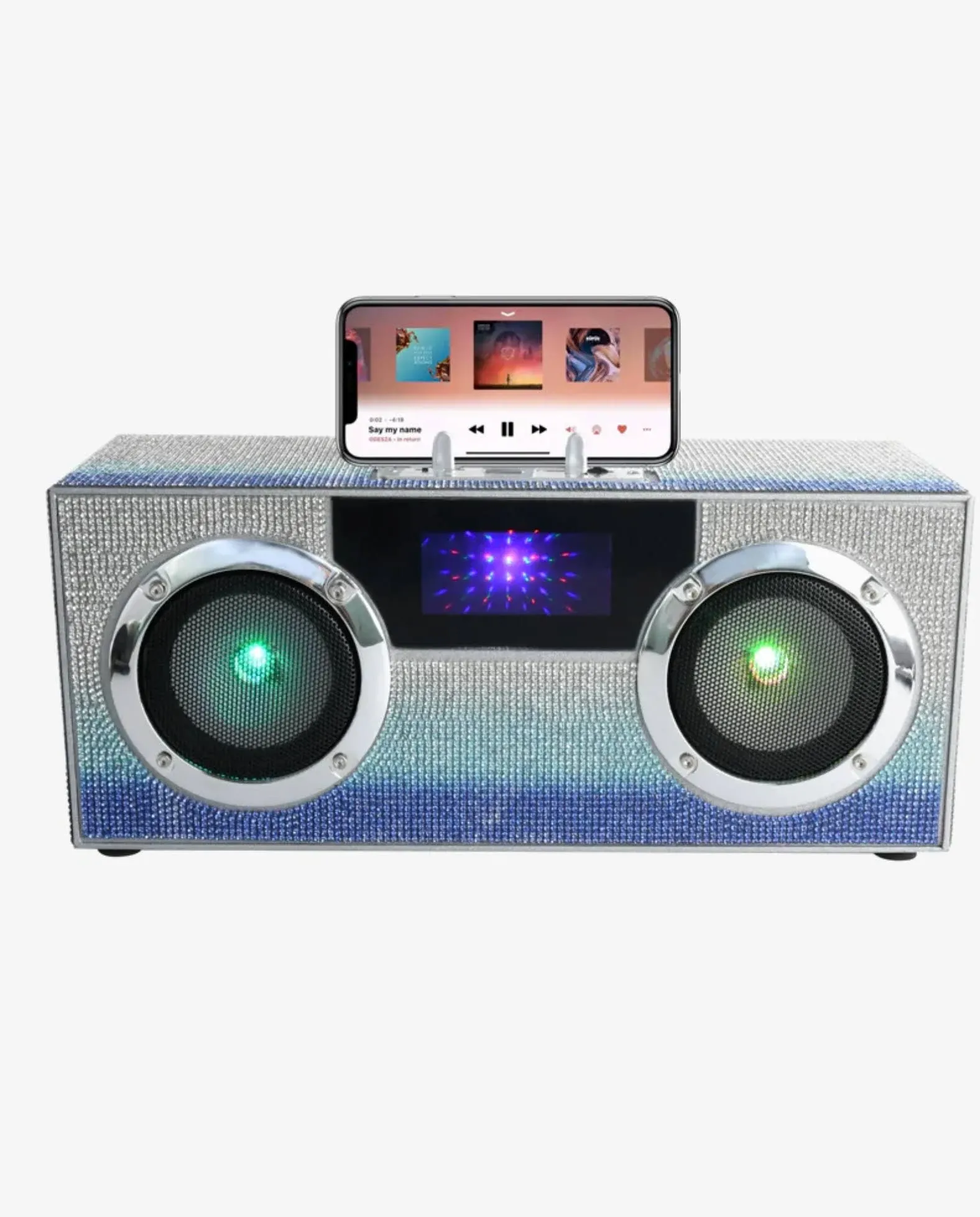 Mini Bling Boombox- Blue LED/FM/Bluetooth