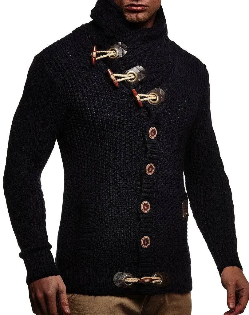 Men Warm Chunky Knitted Hooded Long Sleeve Jumper Winter Pullover Sweater Coat