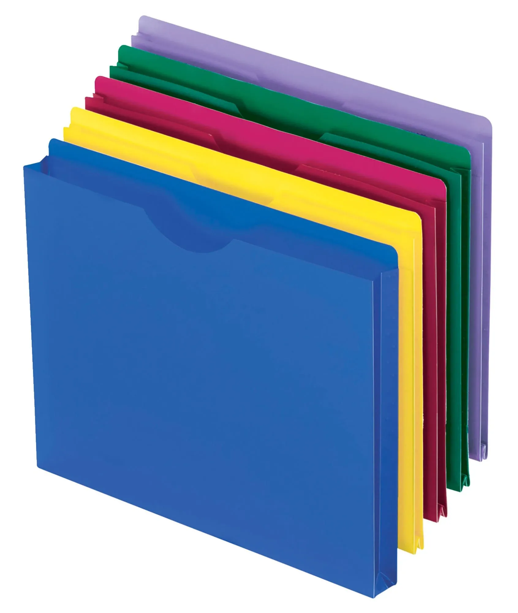 Poly File Jackets, Straight Tab, Letter Size, Assorted Colors, 10/Pack