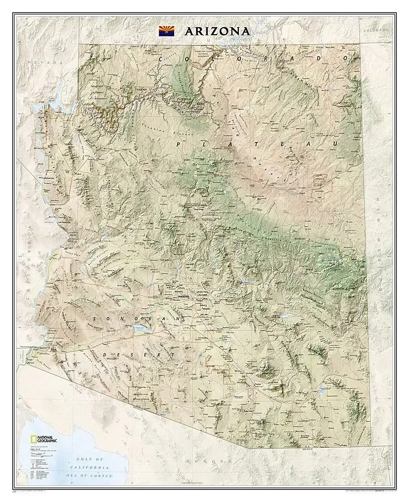 National Geographic Arizona Wall Map (33 x 40.5 in) (National Geographic Reference Map)