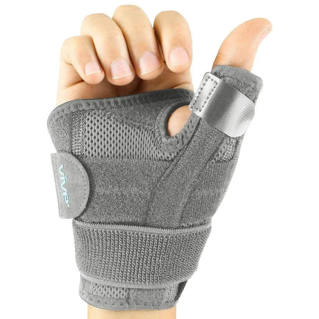 Vive Thumb & Wrist Brace for Right or Left Hand - Spica Splint Brace for Carpal Tunnel, Tendonitis, & Arthritis in Hands or Fingers - Compression Support for Women Men - Stabilizer Relief for Bowling