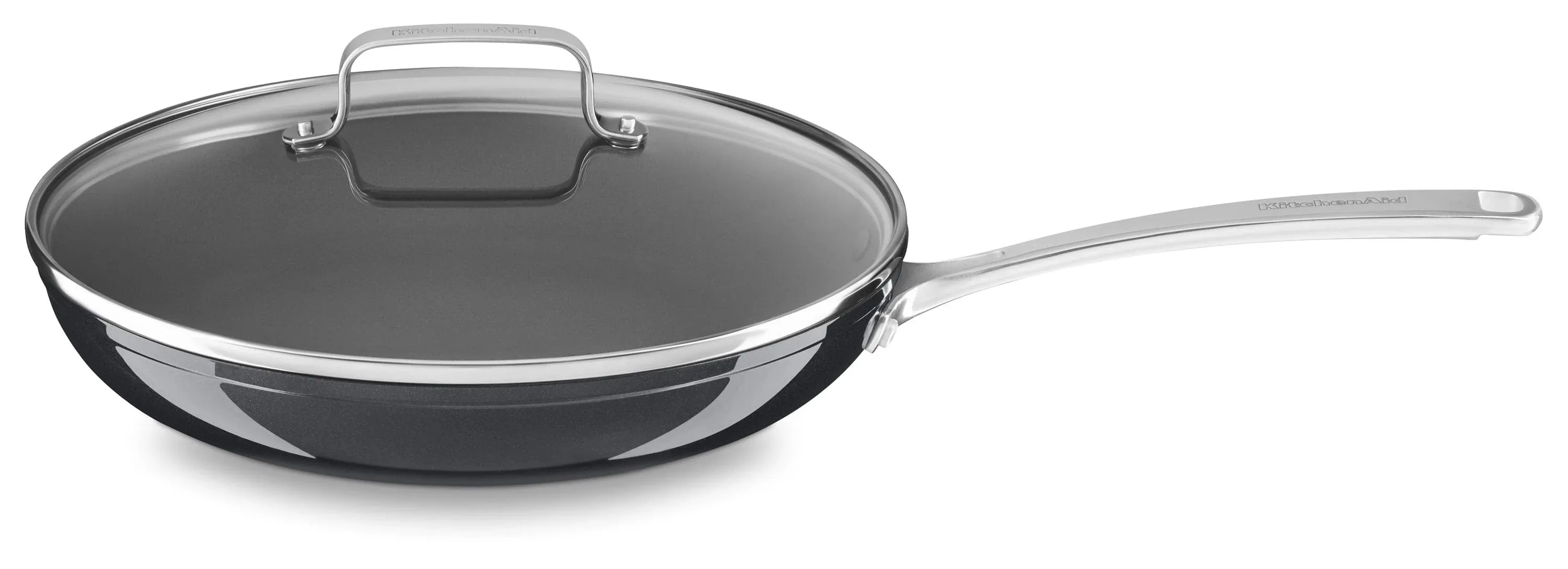 KitchenAid Hard Anodized Nonstick 12 in. Skillet with Glass Lid Black Sapphire