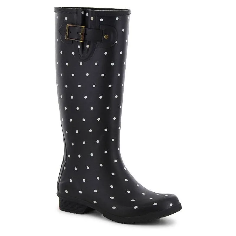 Chooka Dot Blanc Tall Boot Women's Rain Boots Black : 9 M