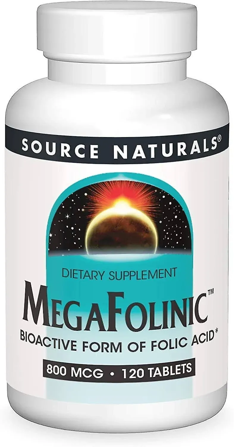 Source Naturals MegaFolinic, Bioactive Form of Folic Acid, 800 mcg - 120 Tablets