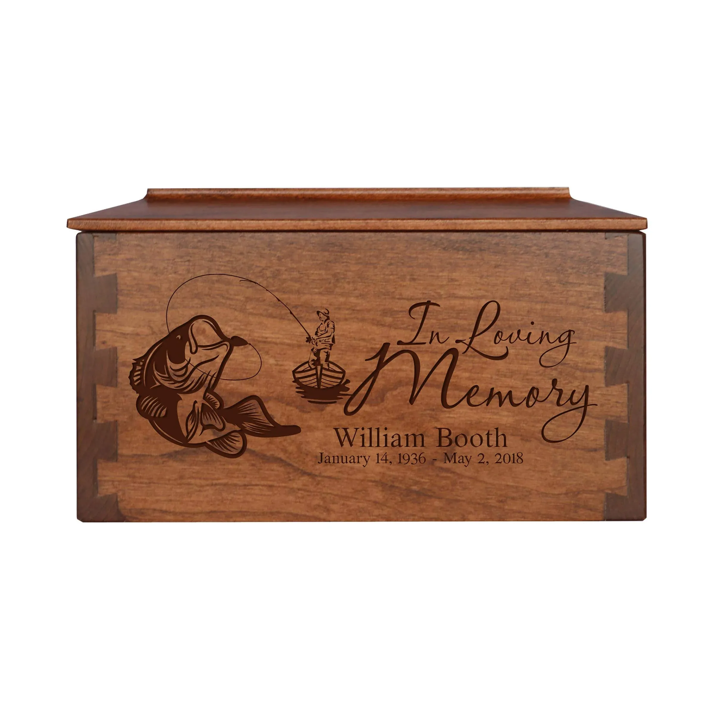 Custom Medium Funeral Keepsake Dovetail Urn for Human Ashes - In Loving Memory