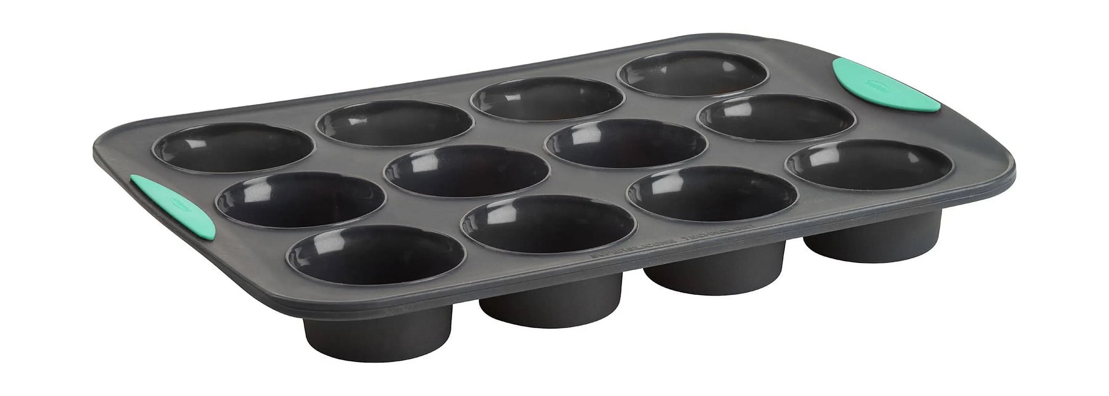 Trudeau Structure Silicone 12 Cavity Muffin Pan, Mint