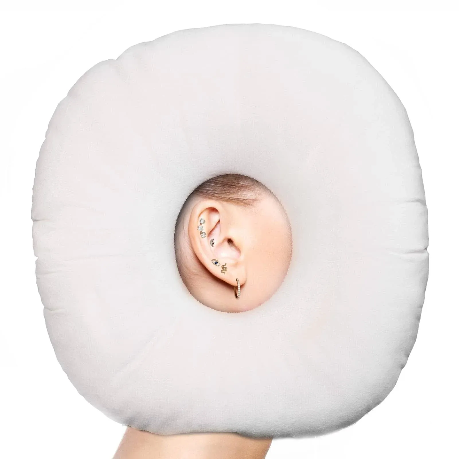 Ear Piercing Pillow for Side Sleepers with Ear Hole, O-Shaped Side Sleeping Pillow, Ear Guard Pillow for CNH, Relief Ear Pain Ear Inflammation Pressure Sores…