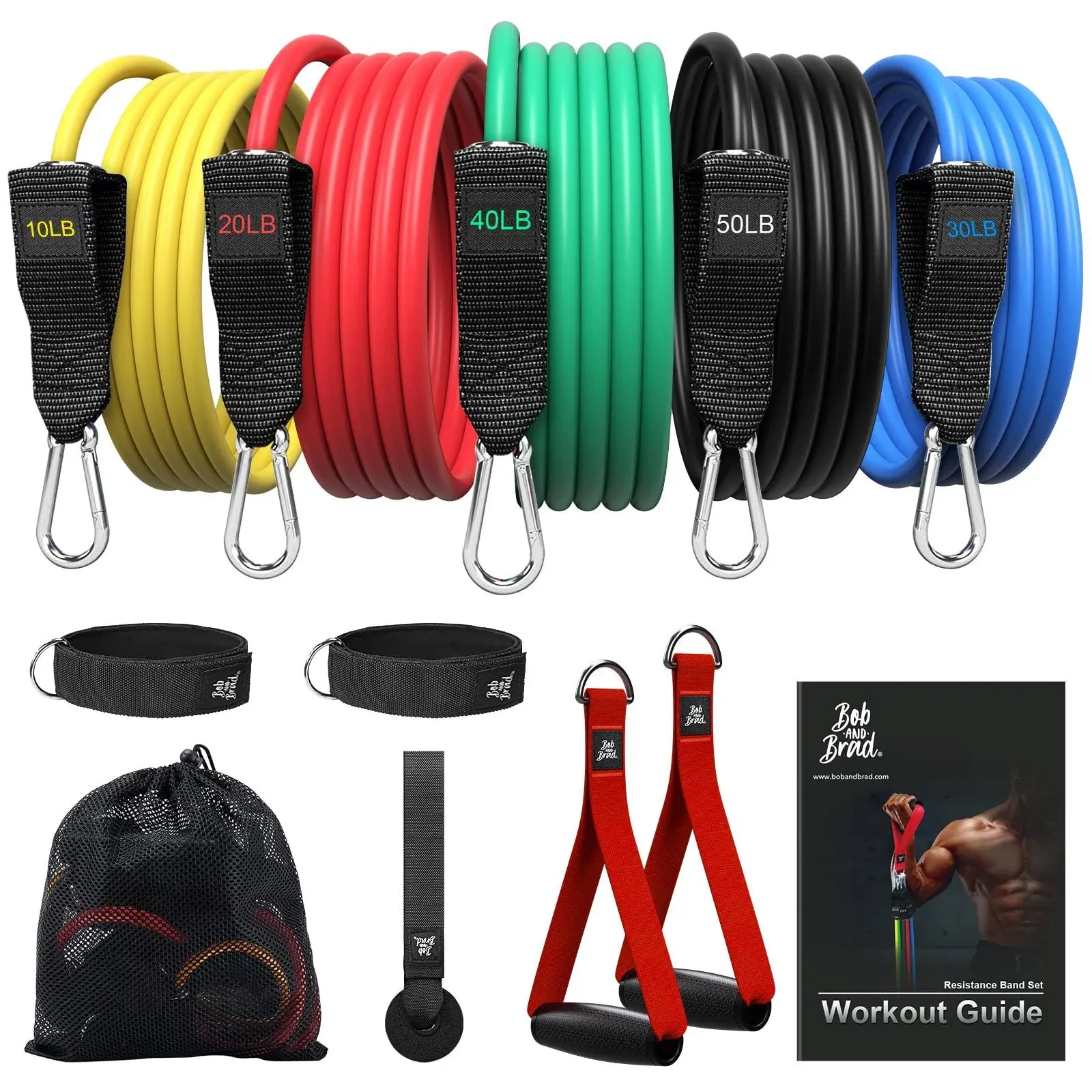 Bob and Brad Resistance Tube Bands Set for Workout Full Body Workout 5PCS/Set