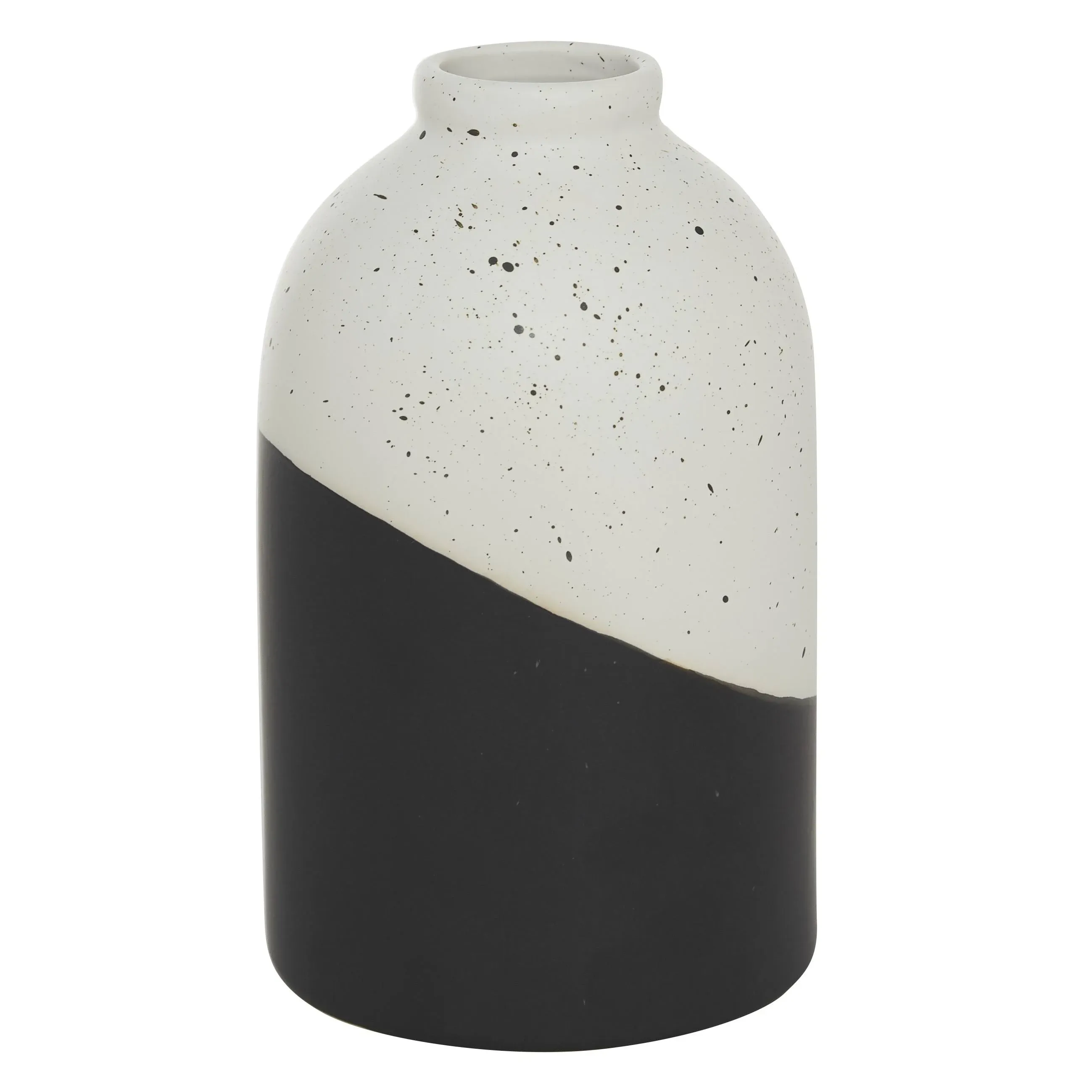 Deco 79 Ceramic Handmade Color Block Speckled Vase, 6" x 6" x 10", Black