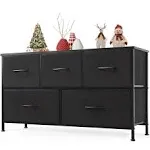 Sweetcrispy Dresser for Bedroom with 5 Drawers, Wide Chest of Drawers, Long Fabric Dresser, Storage Organizer Unit for Closet, Bedroom, Living Room,