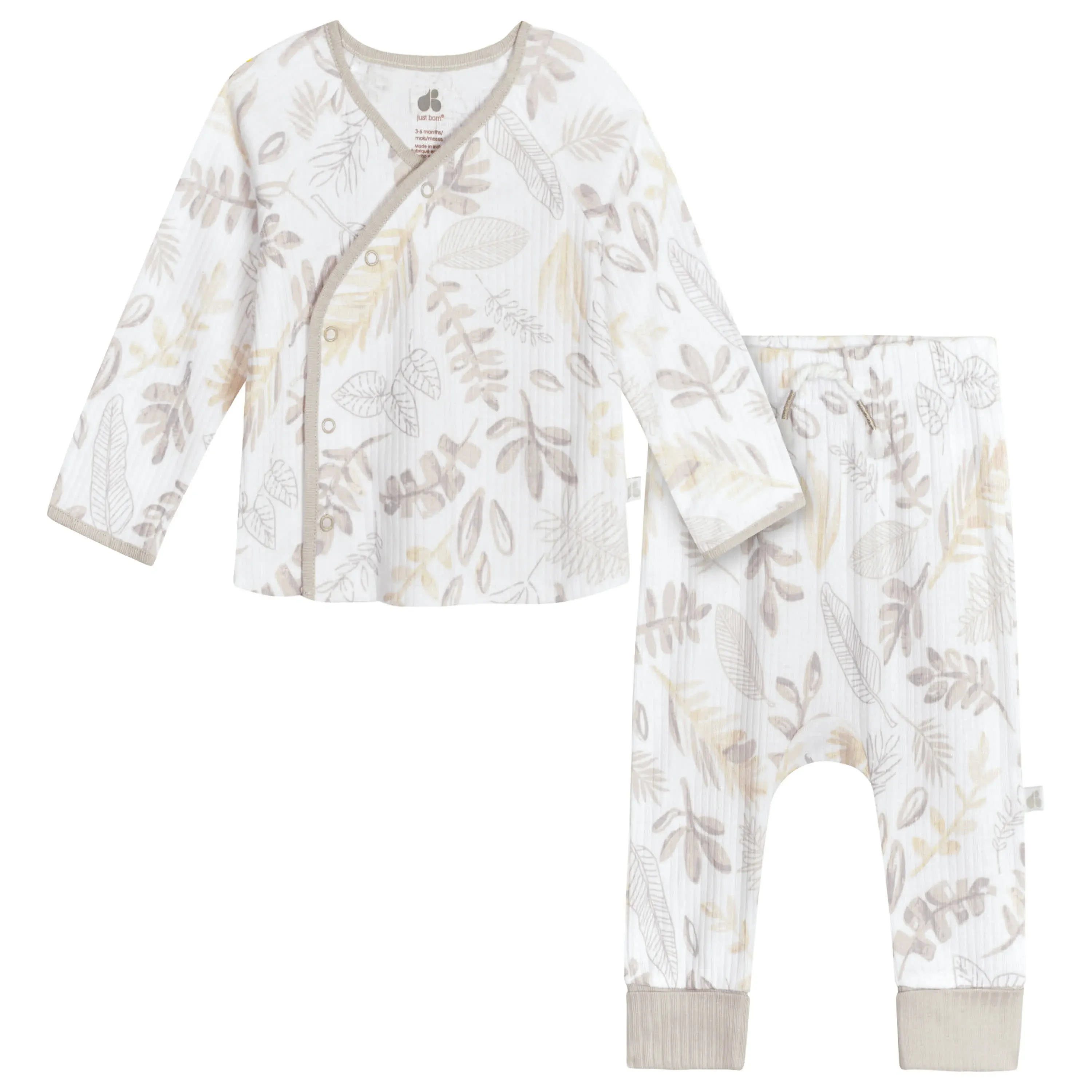 Just Born 2-Piece Baby Neutral Natural Leaves Take Me Home Set - 6-9mo