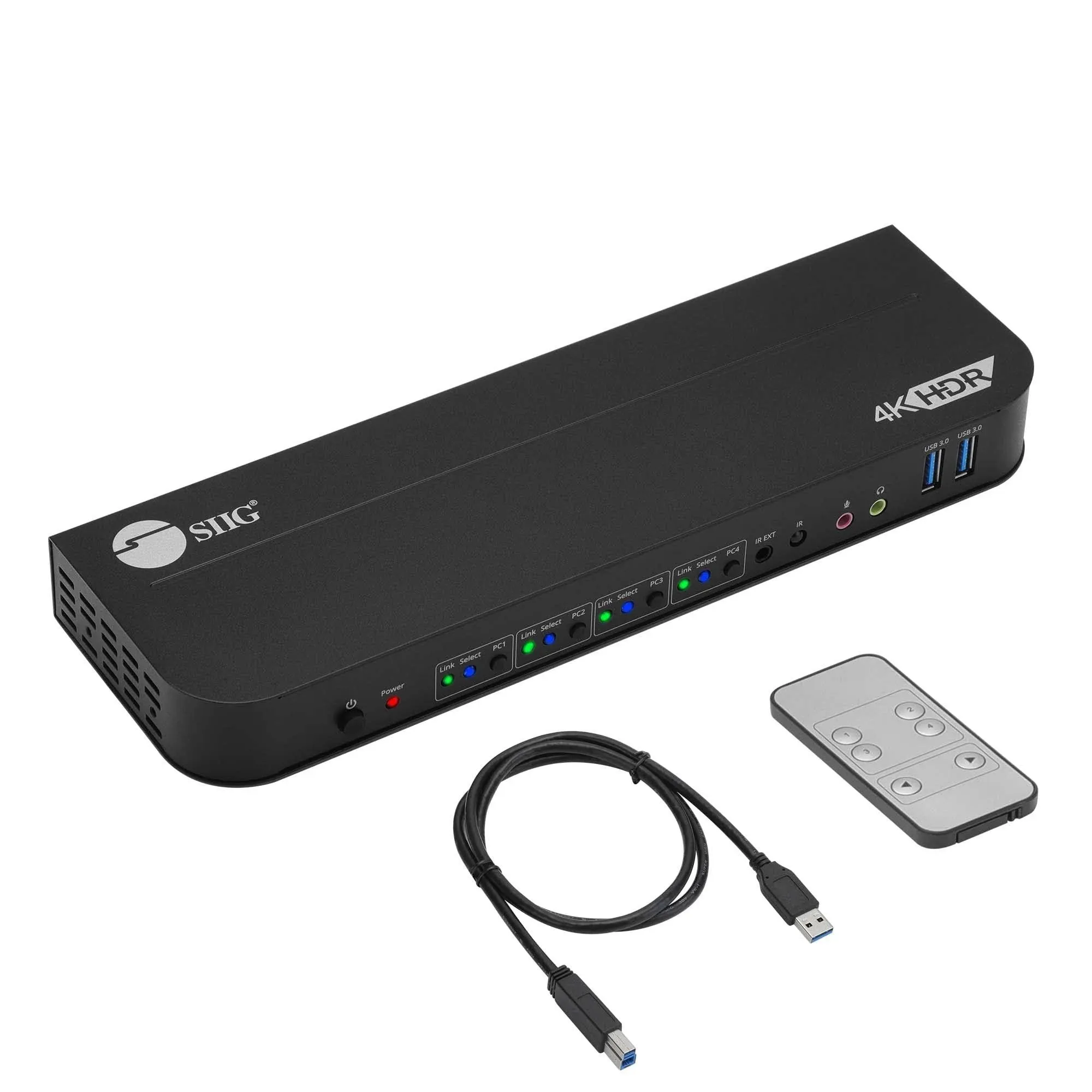 SIIG 4x1 HDMI 4K HDR KVM USB 3.0 Switch with Remote Control