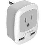 Australia New Zealand Power Plug Adapter, TESSAN Type I Travel Adaptor with 2 Electrical Outlets 2 USB Ports (1 USB C), Power Adapter for US to China Australian Argentina Fiji Cook Islands AU