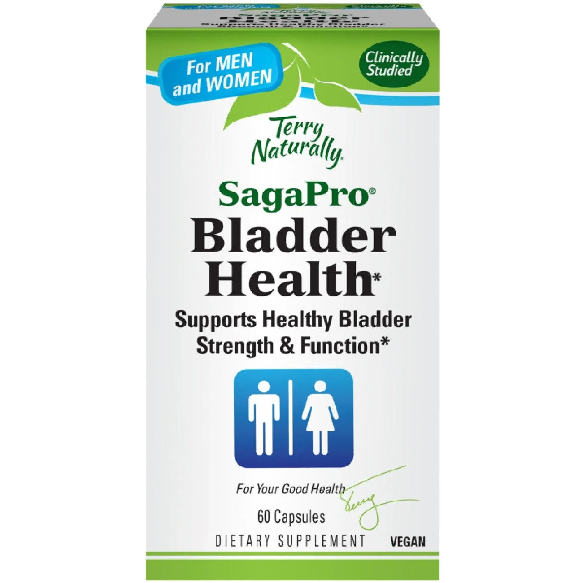 Terry Naturally SagaPro Bladder Health - 60 Capsules, Pack of 2 - Supports Bladder Strength & Function for Men & Women - Non-GMO, Vegan, Gluten Free - 120 Total Servings