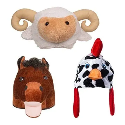 Tigerdoe Farm Animal Hats Set- Animal Costume Hat- Farm Dress Up- Plush Rooster ...