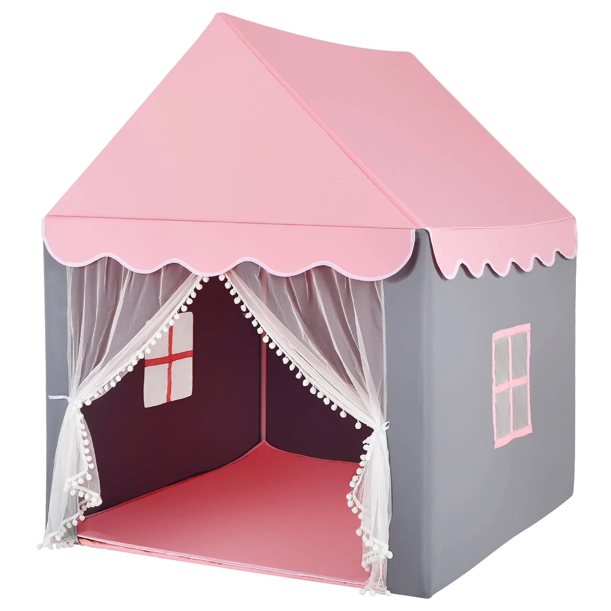 Kids Play Tent Playhouse Castle Fairy Tent with Mat and String Lights Kids