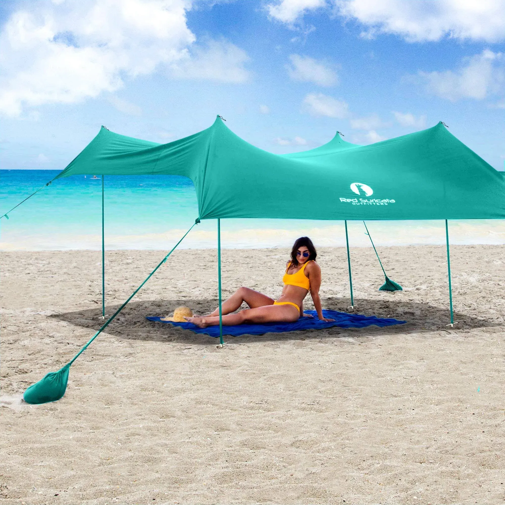 Family Beach Sun Shade Canopy Tent (Large/Turquoise)