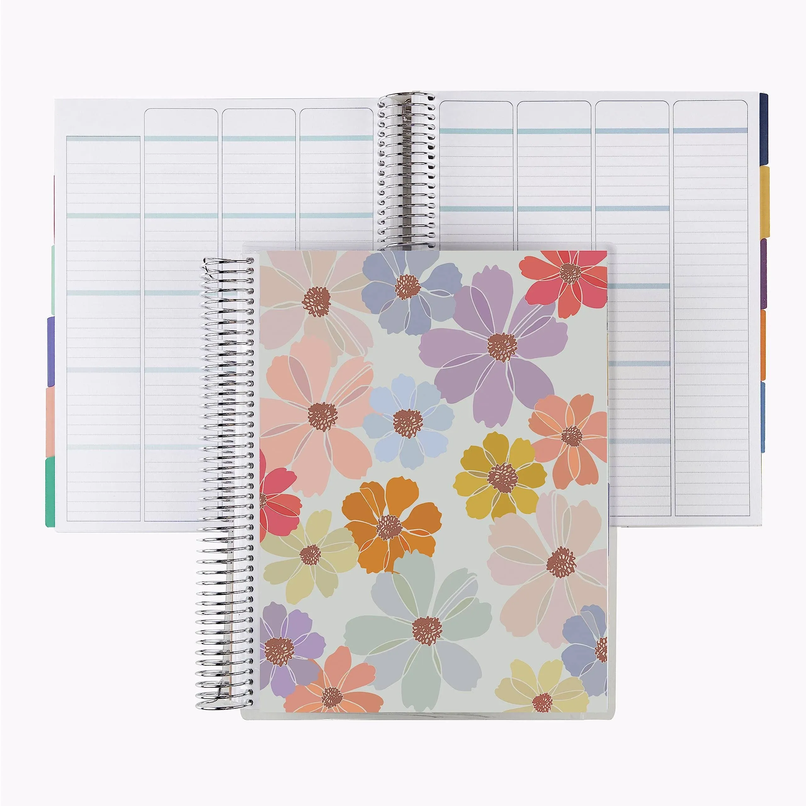 Undated Homeschool Planner 8.5&#034; x 11&#034; Platinum Spiral 12-Month. Colorful Cosm...