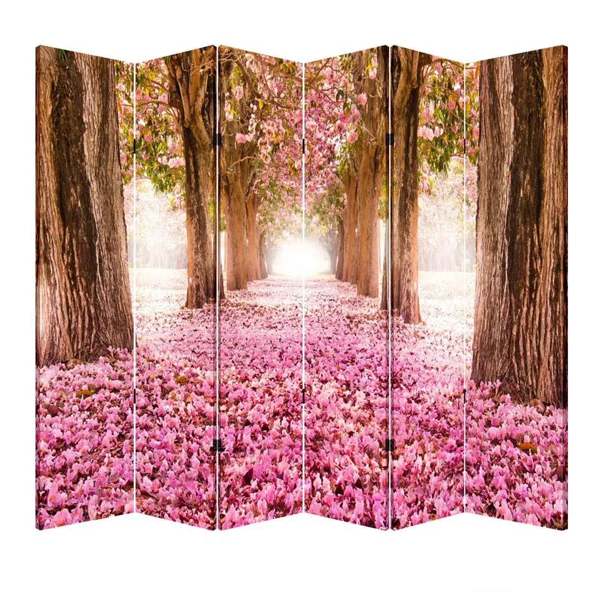 TOA 6 Panel Office Wood Folding Screen Decorative Canvas Privacy Partition Room ...