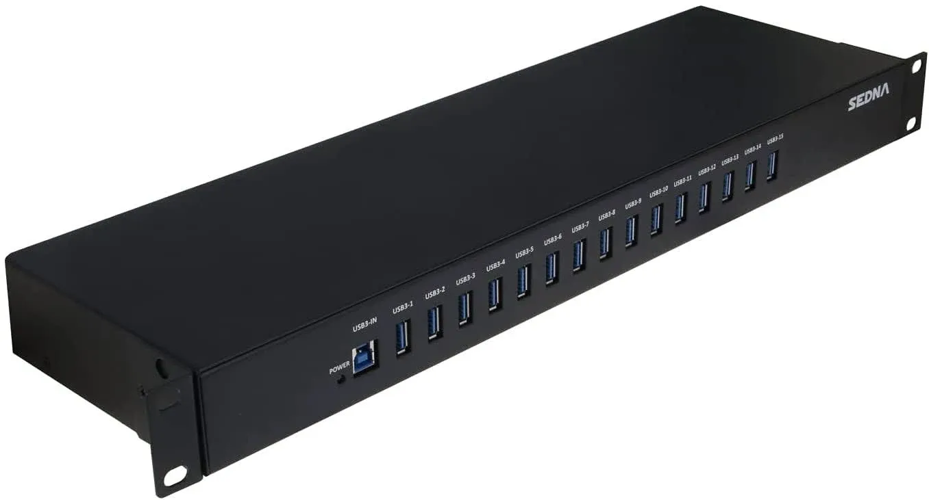 Sedna - 13 Black Port USB 3.1 Gen I Hub (5Gbps) - 19 inch 1U Rack Mount