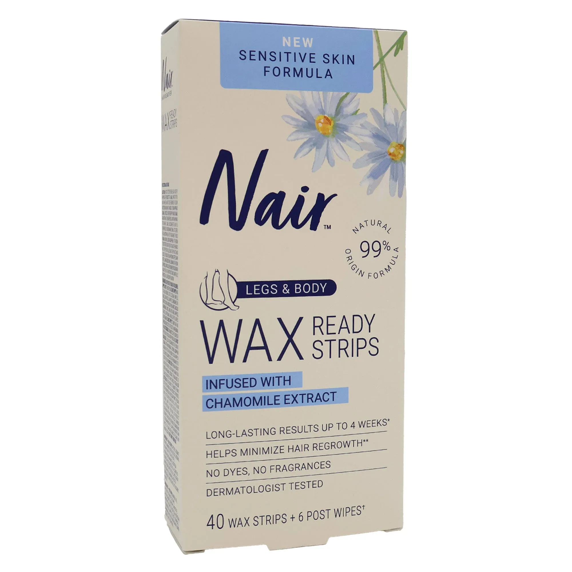 Nair Sensitive Ready Legs & Body Wax Strips, 40 ct