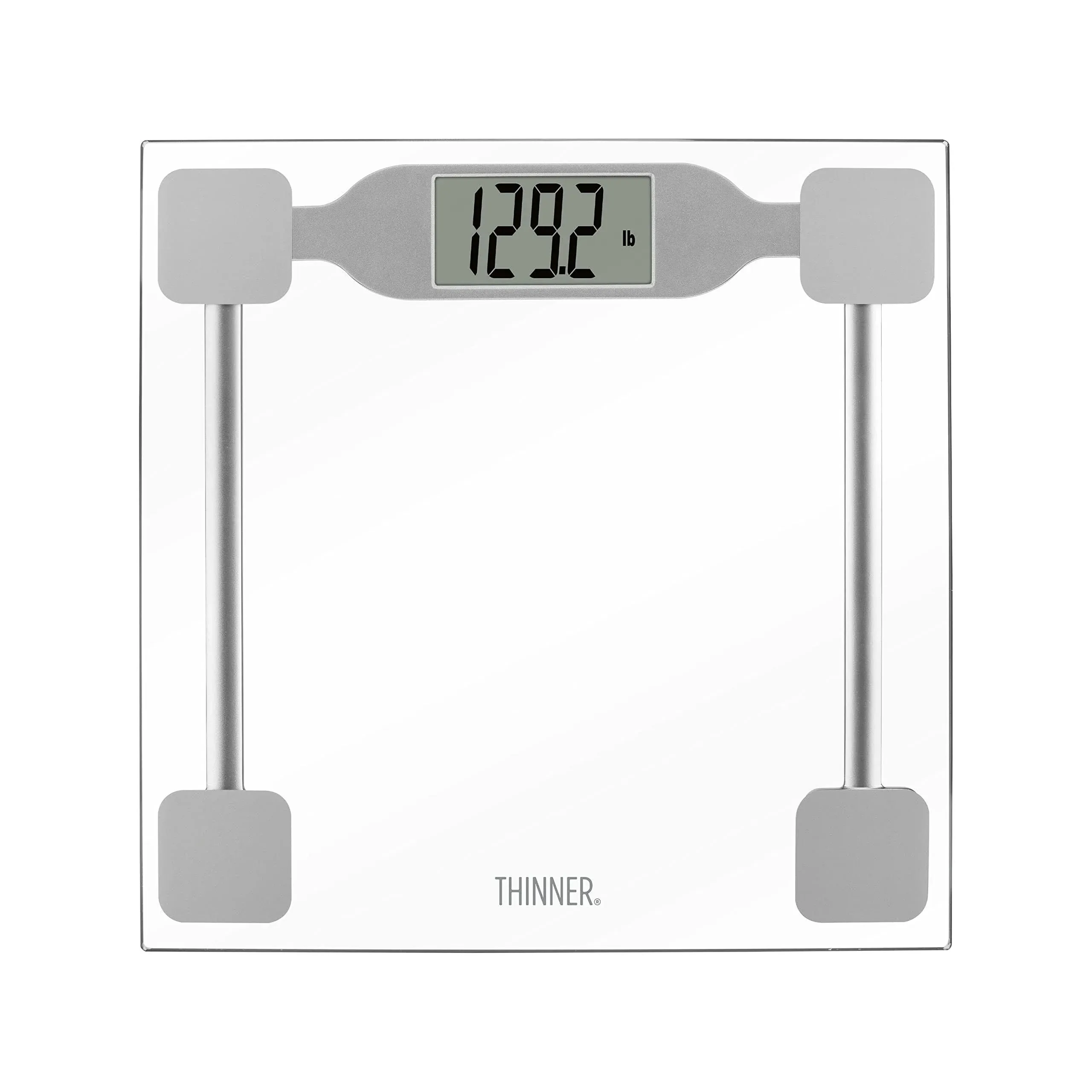 Thinner by Conair Scale for Body Weight, Digital Bathroom Scale in Clear Tempered Glass