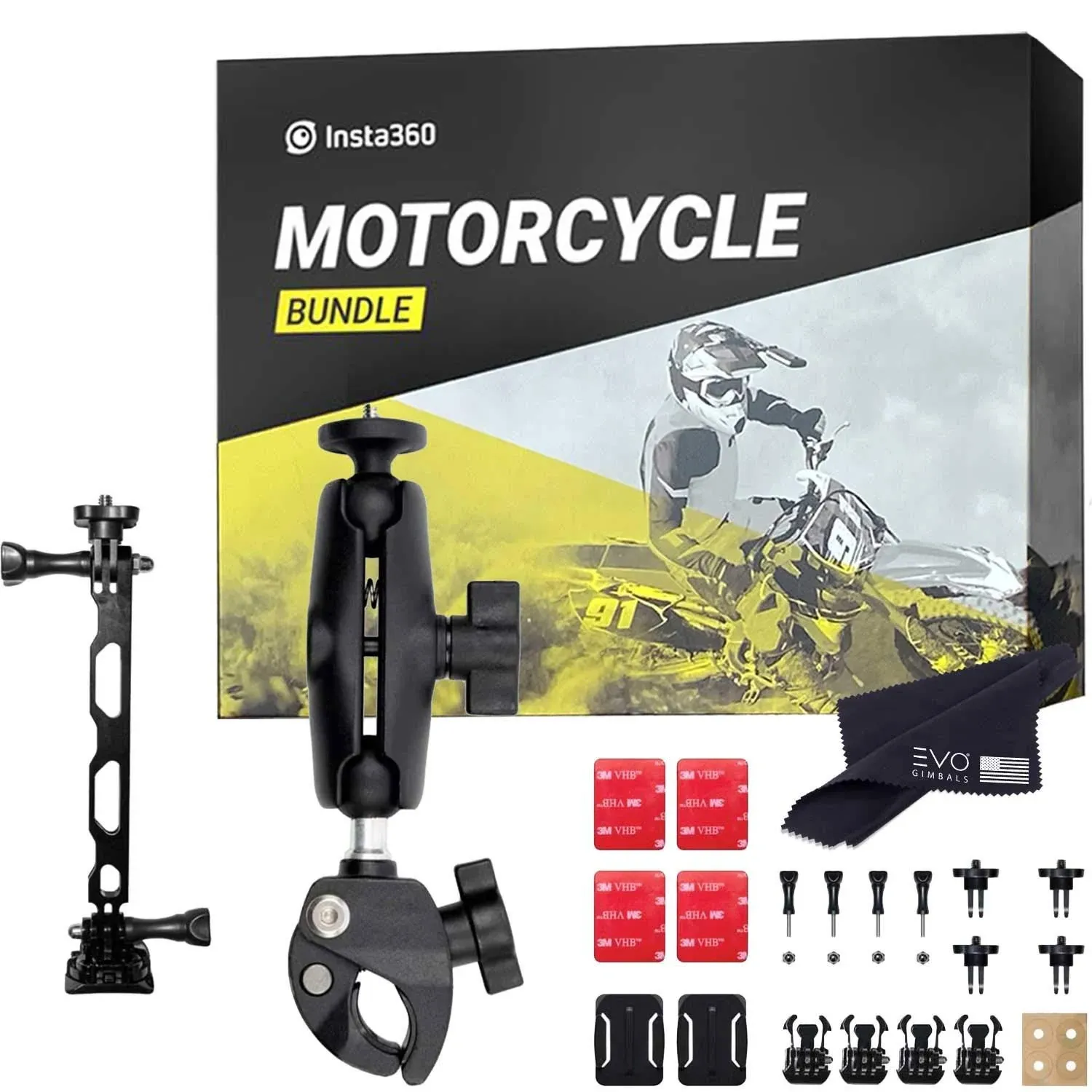 Paquete de motocicleta Insta360 - Kit de montaje completo para Insta360 ONE X3/X2/X 3-