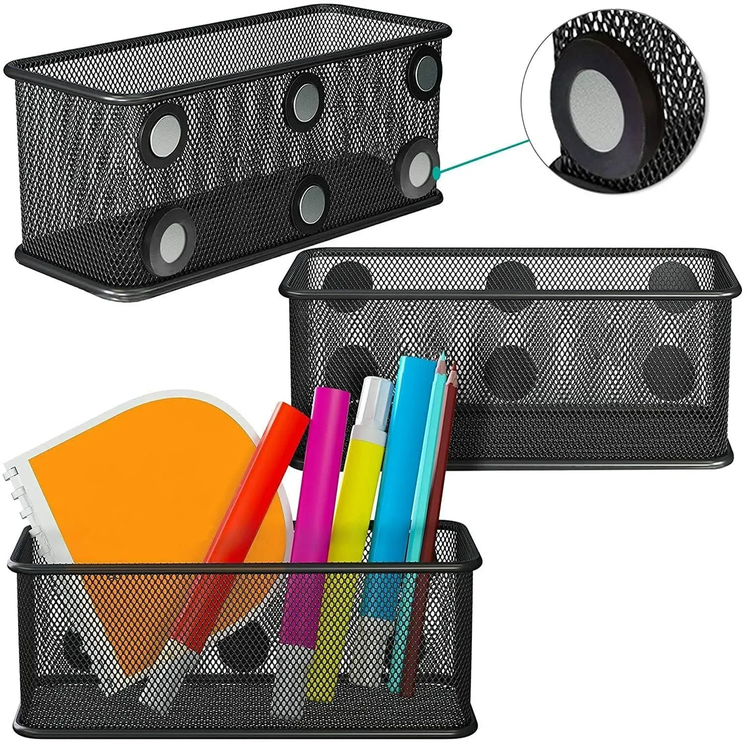 Magnetic Storage Baskets With Anti Slip Feature And Strong Magnets For Pencil