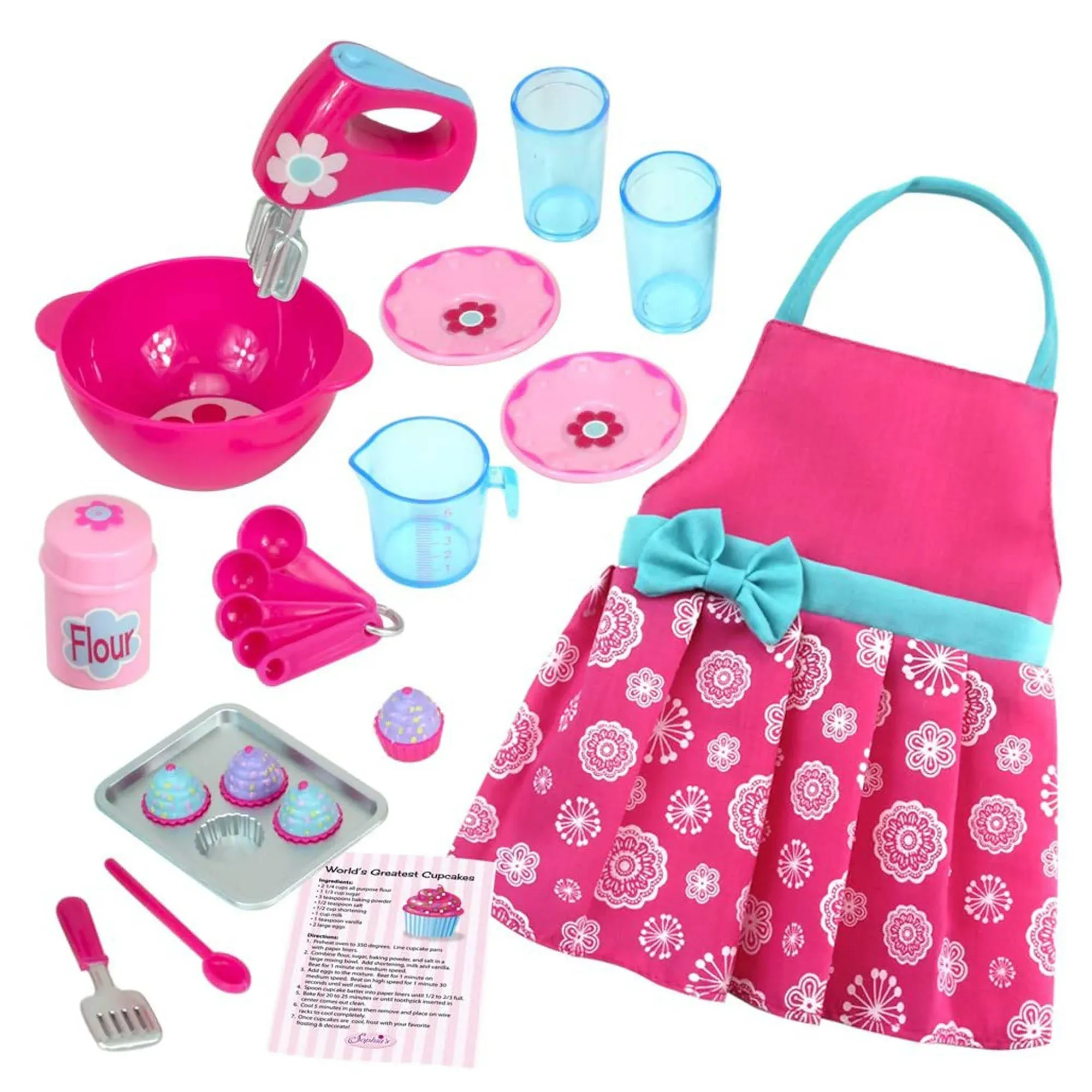 Sophia's Baking Accessories and Apron Set for 18" Dolls, Pink