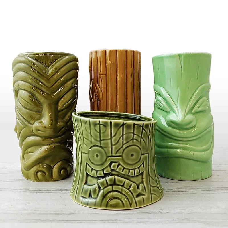 BarConic Tiki Mugs Drinkware Package 4 (Set of 4)