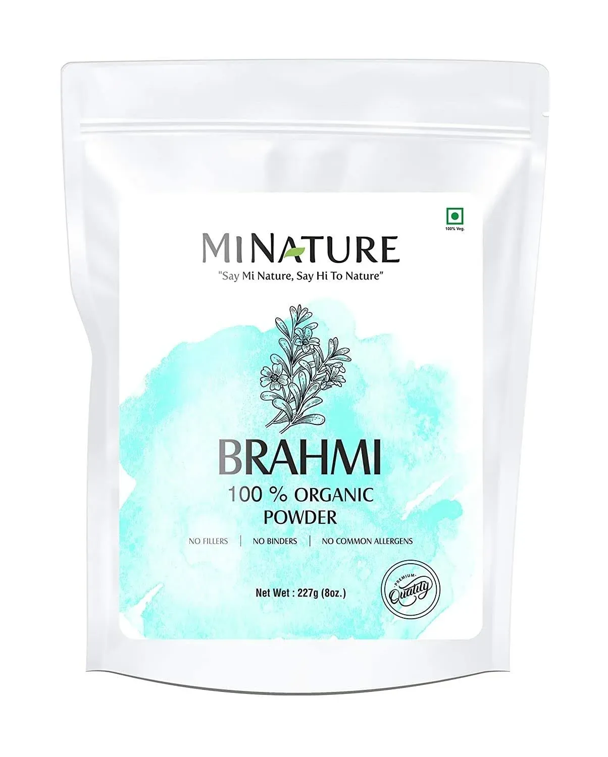 USDA Organic Brahmi Powder (Bacopa Monnieri) - 227 g / 8 OZ / 1/2 lb | Enhances Learning Capacity | Promotes Hair Growth