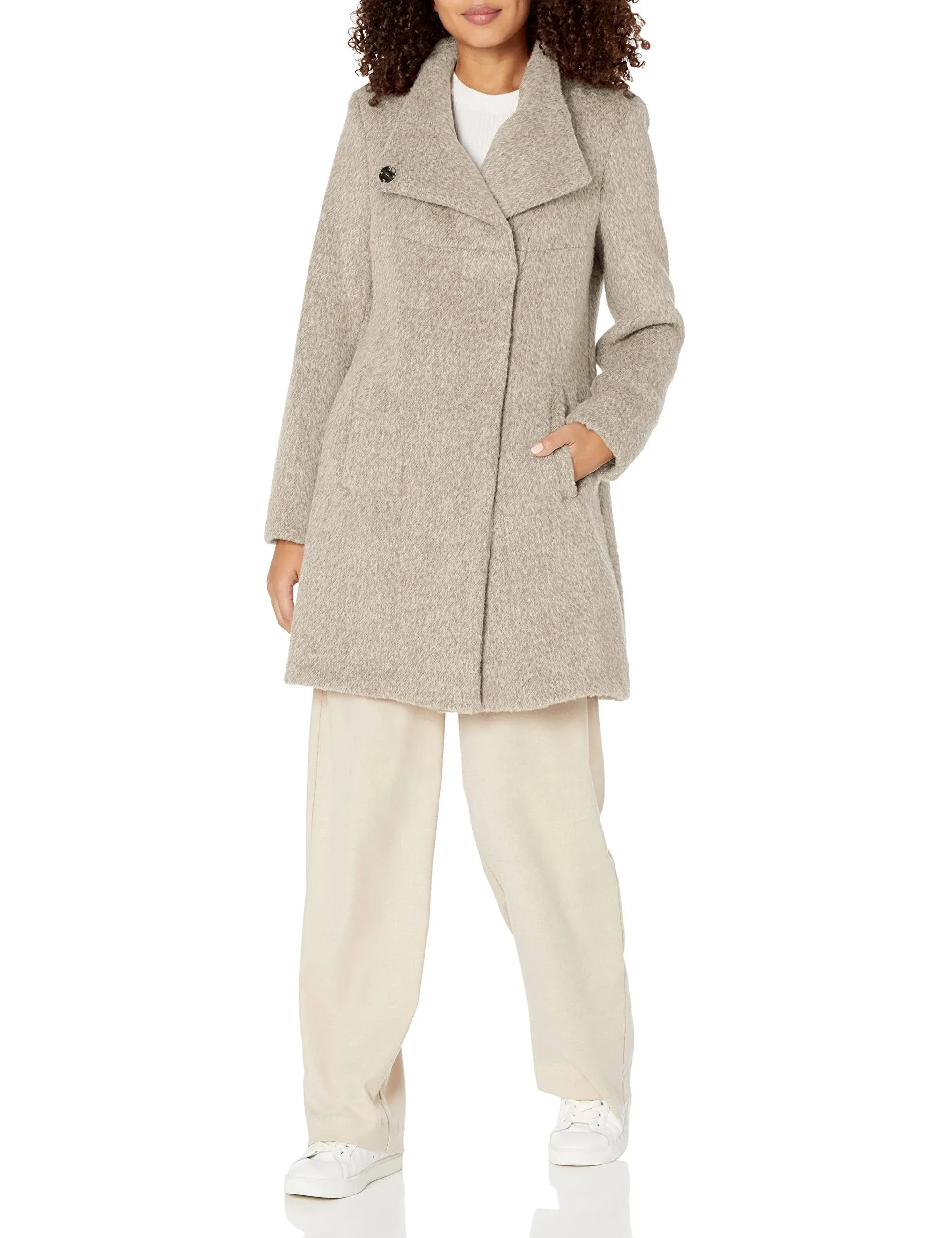 Kenneth Cole Women's Asymmetrical Pressed Boucle Wool Coat