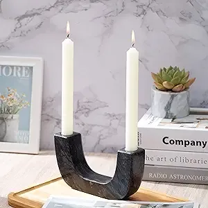 Natural Marble Candle Holder, U-Type Candlestick Holders for Natural Black