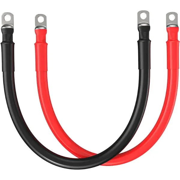 Rich Solar 2/0 Gauge (AWG) Black and Red Pure Copper Inverter Battery Cables