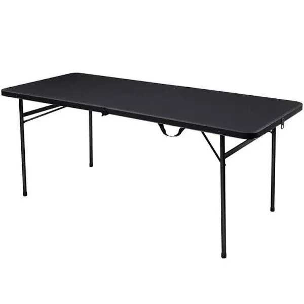 Mainstays 6 Foot Bi-Fold Plastic Folding Table, Black