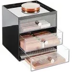 mDesign 3 Drawer Stackable Plastic Makeup Cosmetic Storage Organizer