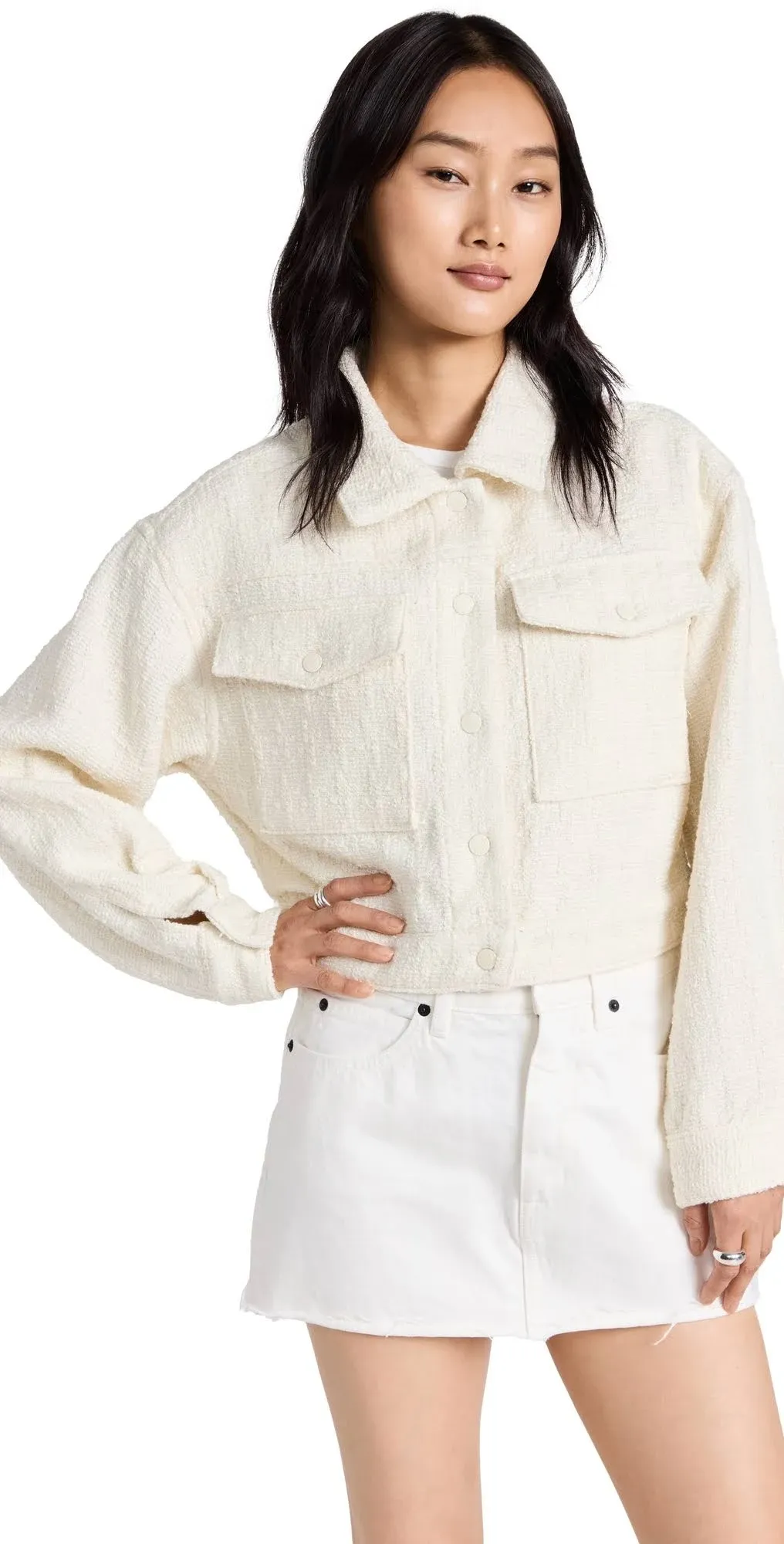 Blanknyc Tweed Cropped Jacket | Off White | Size M | Shopbop