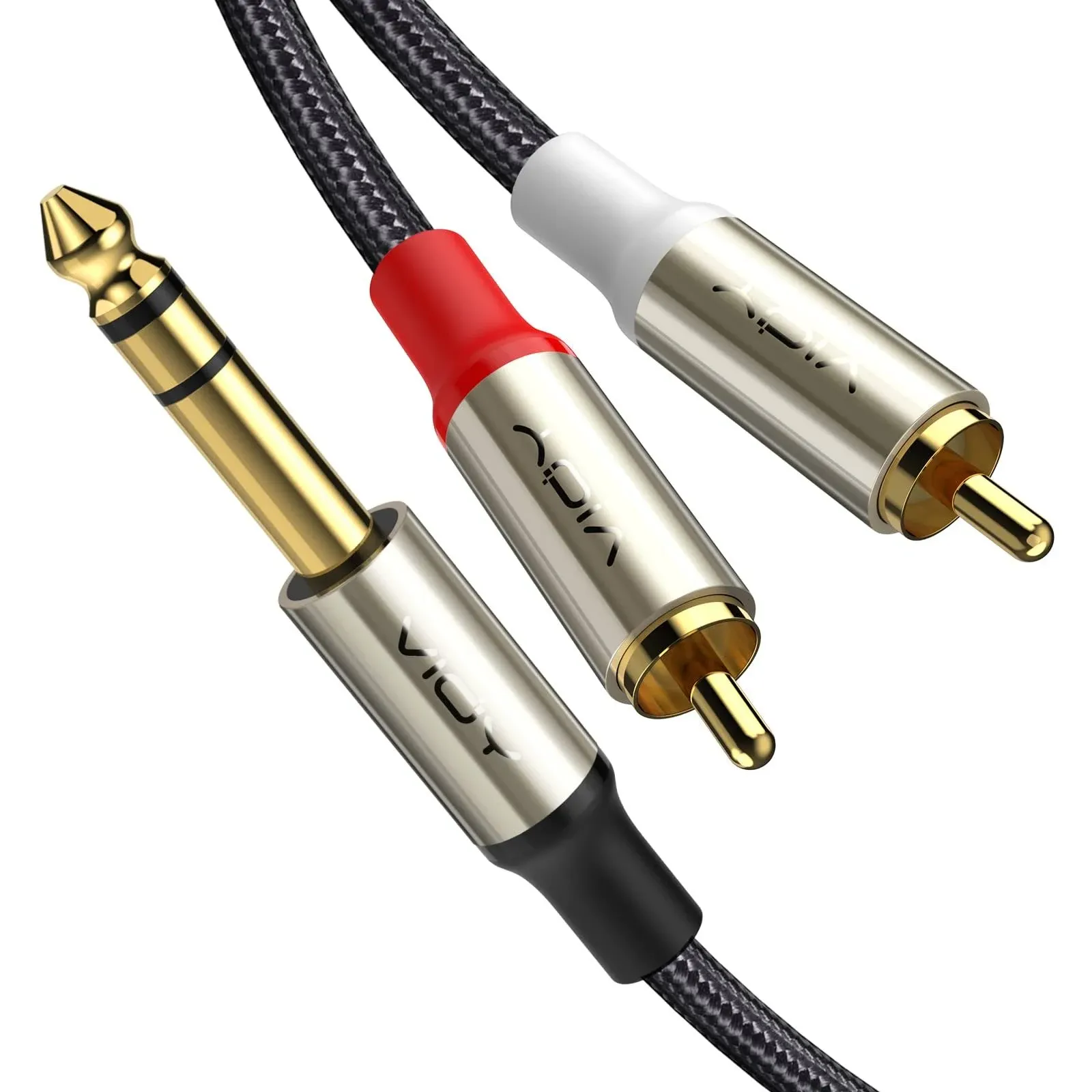 1/4 to Dual RCA Audio Cable 3.3ft, Gold Plated Copper Shell Heavy Duty 6.35...