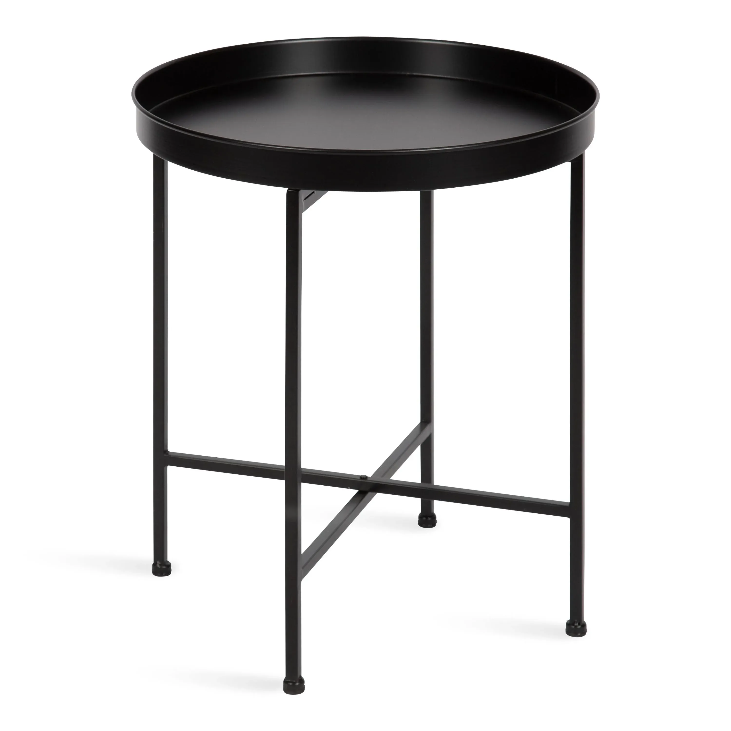 Kate and Laurel Celia Glam Round Side Table, 18.25 x x 22, Black, Black 