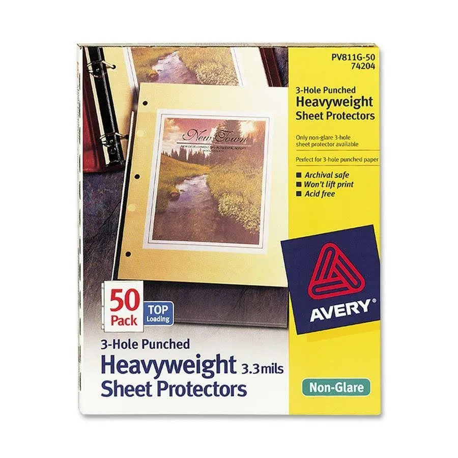 Top-Load Poly Three-Hole Sheet Protectors, Non-Glare, Letter, 50/Box