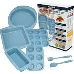 Economical 7in1 Nonstick Silicone Baking Cake Pan Cookie Sheet Molds Tray Set...