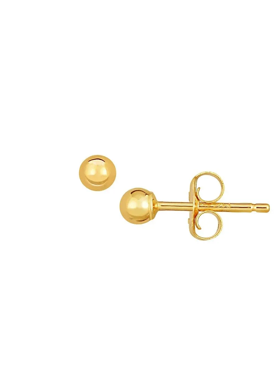 14K Yellow Gold 4mm Ball Stud Earrings