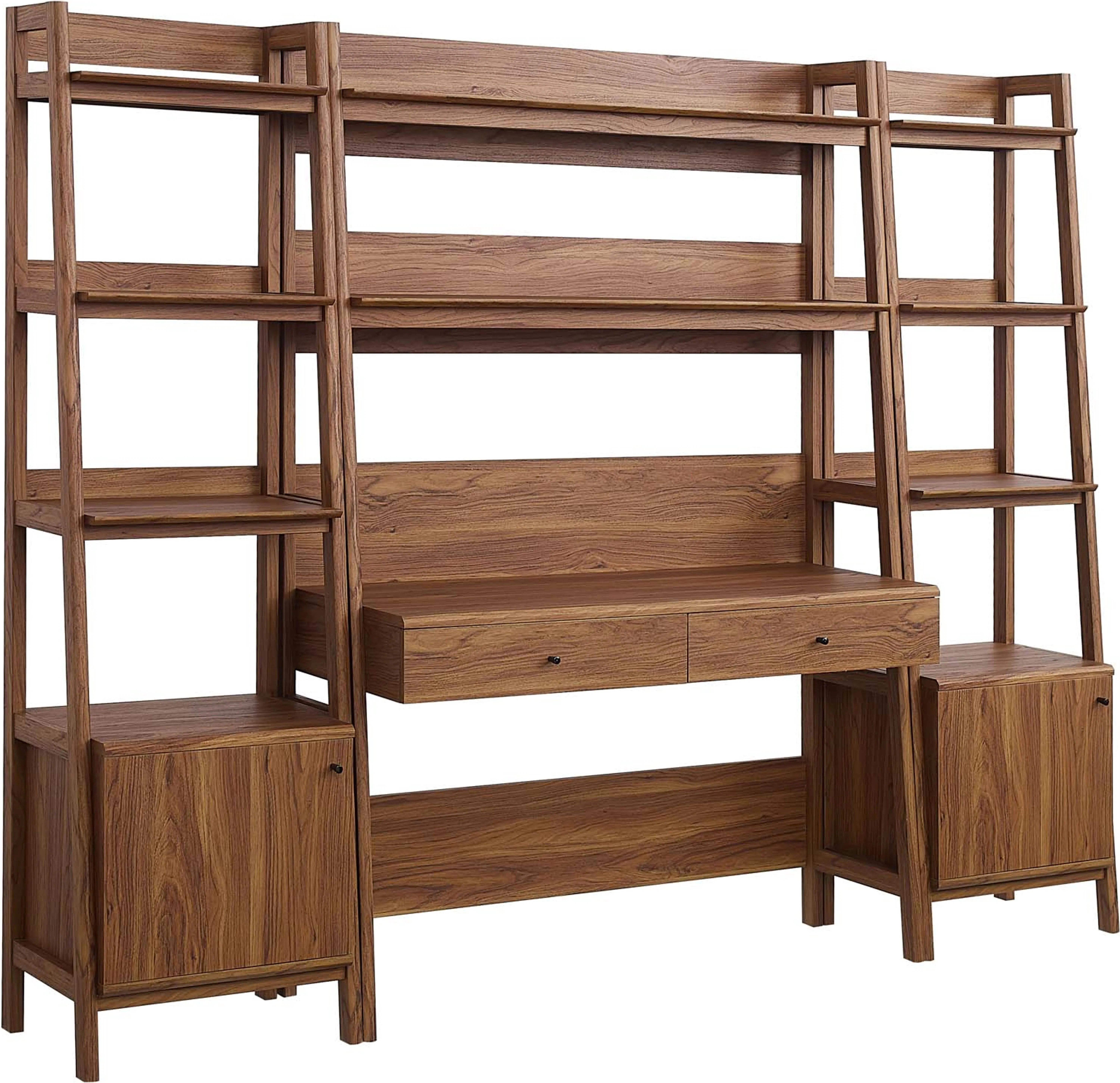 Modway Bixby 3-Piece Wood Office Desk and Bookshelf