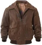 FLAVOR Men&#039;s Leather Flight Bomber Jacket Air Force Aviator Brown Size 3XL