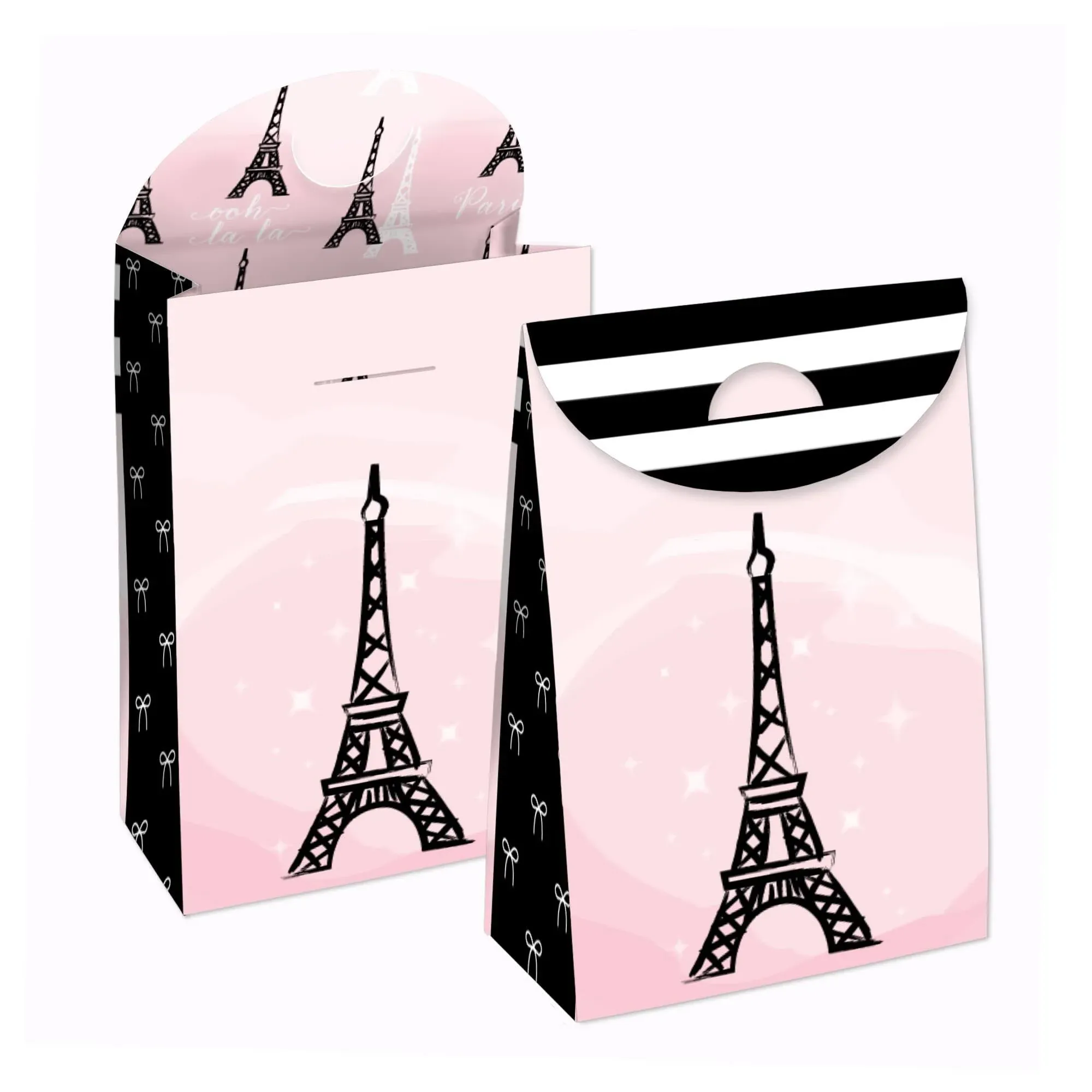 Paris, Ooh La La - Paris Themed Baby Shower or Birthday Gift Favor Box - Party Goodie Bags - Set of 12